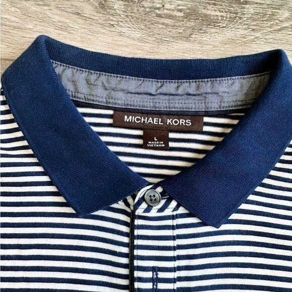 Michael Kors Navy and White Striped Polo - Picture 2 of 3